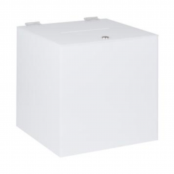 Urna cubica alba, cu yala si balama, dimensiuni 10x10x10cm